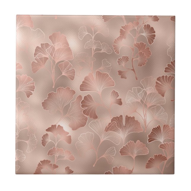 Blush Rosa Folhas de Ginkgo Elegante Botânico (Frente)