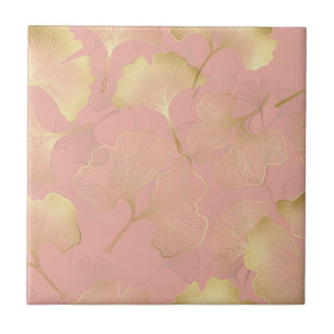 Blush Rosa Folhas de Ginkgo Elegante Botânico 3