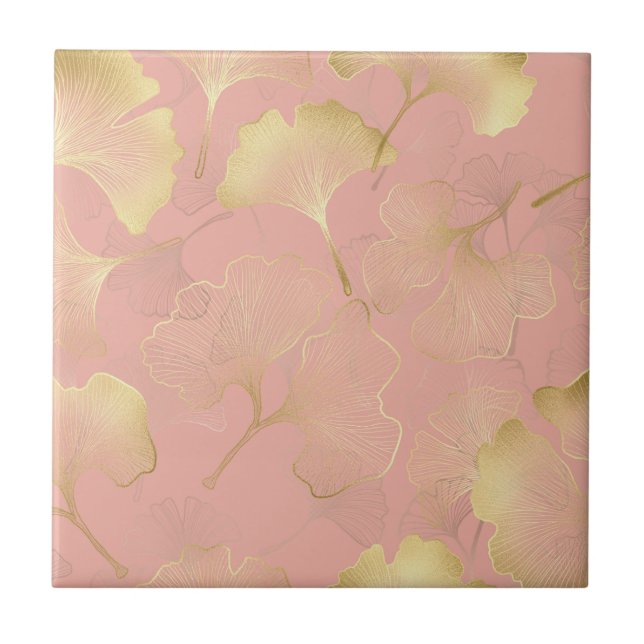 Blush Rosa Folhas de Ginkgo Elegante Botânico 3 (Frente)