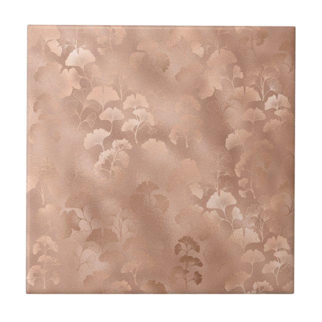 Blush Rosa Folhas de Ginkgo Elegante Botânico 8 (Frente)