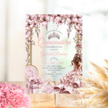 Blush Rosa Tiara Floral Prata Quinceañera