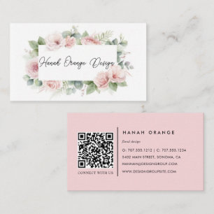 Blush Rose   Cartão de Visita Floral Aquarela