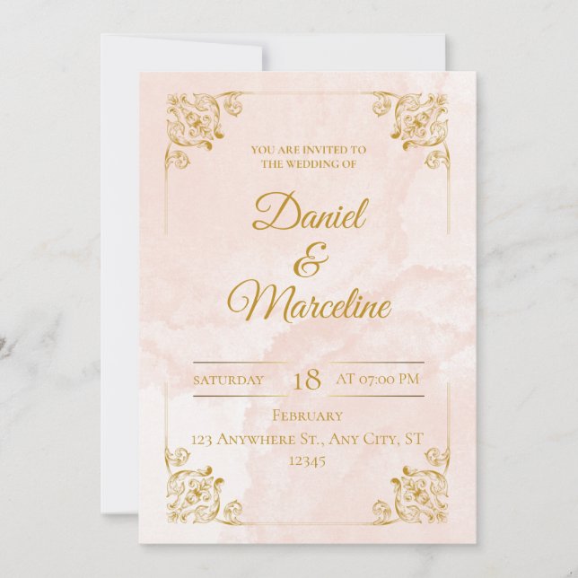 Blush Royale: Convite para Casamento de Um Caso Ou (Frente)