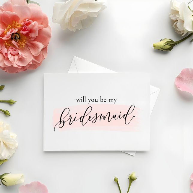 Blush, você será meu cartão de proposta da dama de (Bridesmaid Proposal Card | Watercolor & Calligraphy Design | Sweet & Chic way to pop the question!)
