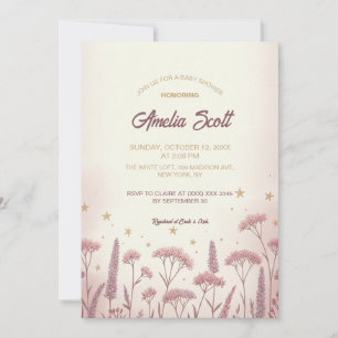 Blush Wildflower Rustic Chá de fraldas Convite