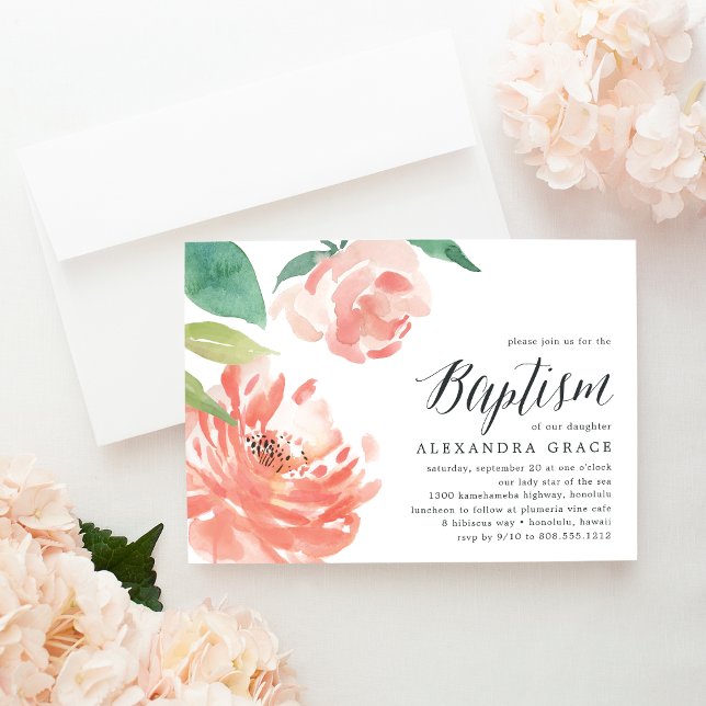 Blushing Peony | Convite Baptism (Criador carregado)