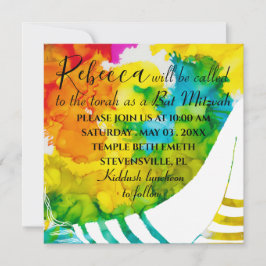 BM Bat ou Bar Mitzvah Colorful Square Convite