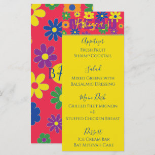 BM Bat ou Bar Mitzvah Elegante Menu de Comida Flor