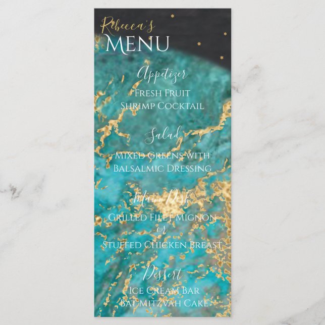 BM Bat ou Bar Mitzvah Fora deste Menu Mundial (Frente)