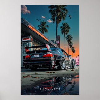 BMW M3 Night Drive Boardwalk Art Poster