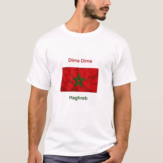 Boa camiseta com texto Dima Dima maghreb" (Frente)