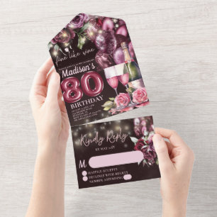 Boa Como Vinho 80 de Luxo Aniversário Rsvp