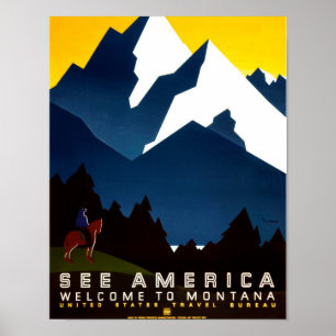 Boa vinda ao poster de WPA do vintage de Montana