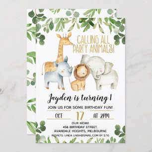 Boas Festas Animais Safari Aniversário Convite