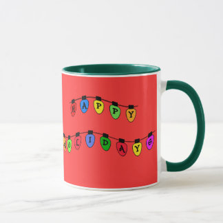 Boas festas caneca dos bulbos da árvore de Natal