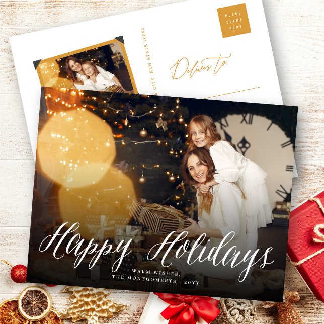 Boas festas cartão branco da foto do feriado do (Criador carregado)