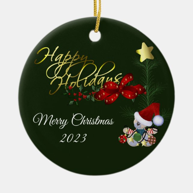 Boas Festas, Natal, ornamento cerâmico (Frente)