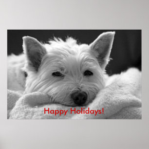 Boas festas - poster bonito do cão de Westie