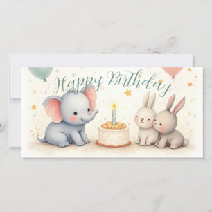Boas saudações de aniversário com amigos animais