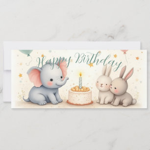 Boas saudações de aniversário com amigos animais