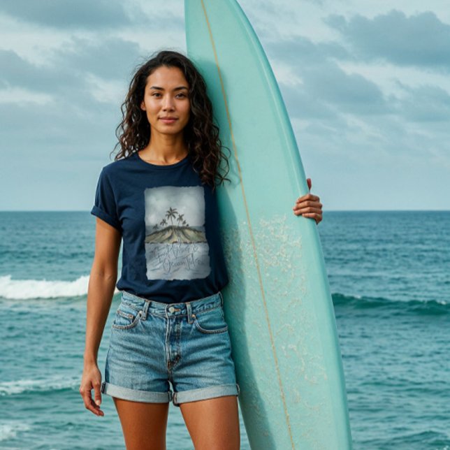 Boas Víblias Oceanas Marcham Palmeiras Tropicais (Good Vibes Ocean Tides Tropical Island Palm Trees Tri-Blend Shirt)