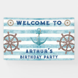 Boas-vindas a marinheiros náuticos de cor azul-bra