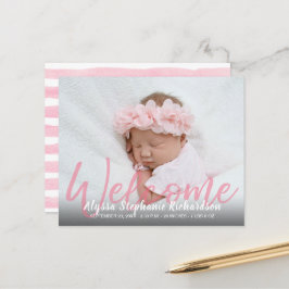 Boas-vindas a rosa do orçamento 1 Anúncio do bebê 