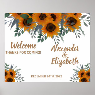 Boas-vindas a Sunflower Greenery Poster