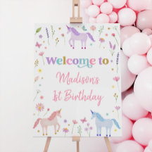 Boas-vindas a Unicorn Pastel Rosa Dourado