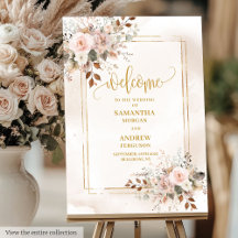 Boas-vindas ao Casamento de Aquarela Dourada, cor-