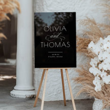 Boas-vindas ao Casamento Negro Minimalista Moderno