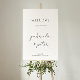 Boas-vindas ao casamento preto e branco minimalist