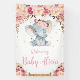 Boas-vindas ao Chá de Bebê do Elefante Floral Rosa