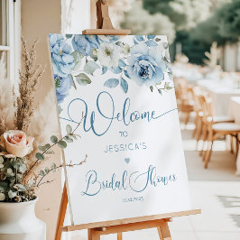 Boas-vindas ao chá de panela floral azul Dusty