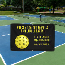 Boas-vindas ao Festa de Pickball Amarelo Negro