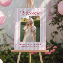 Boas-vindas de Formatura Préppy com Listras Rosa