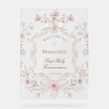 Boas-vindas florais da Primeira Comunhão