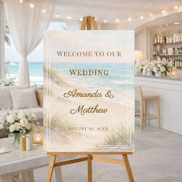 Boas-vindas para casamento na praia junto ao litor