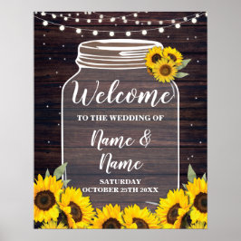 Boas-vindas Poster Sunflower Poster Wood Jar