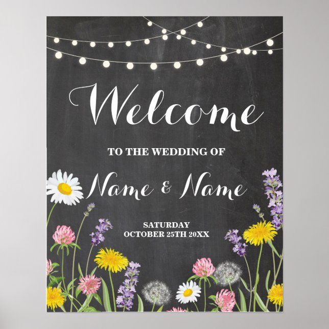 Boas-vindas Poster Wild Flowers Wedding Floral Pos (Frente)