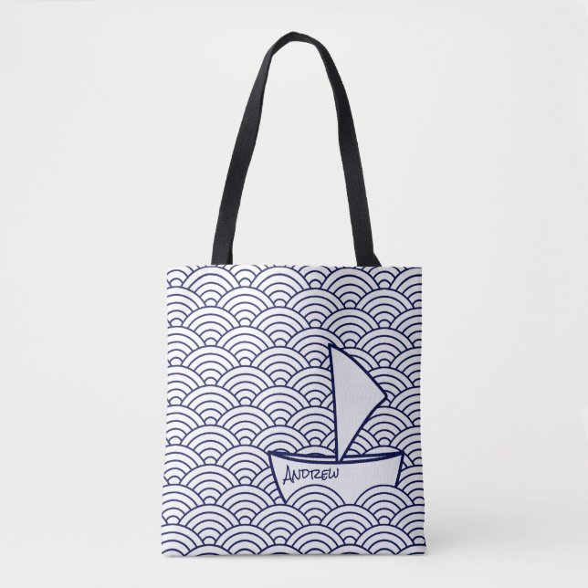 Boat on Waves Tote Bag (Frente)