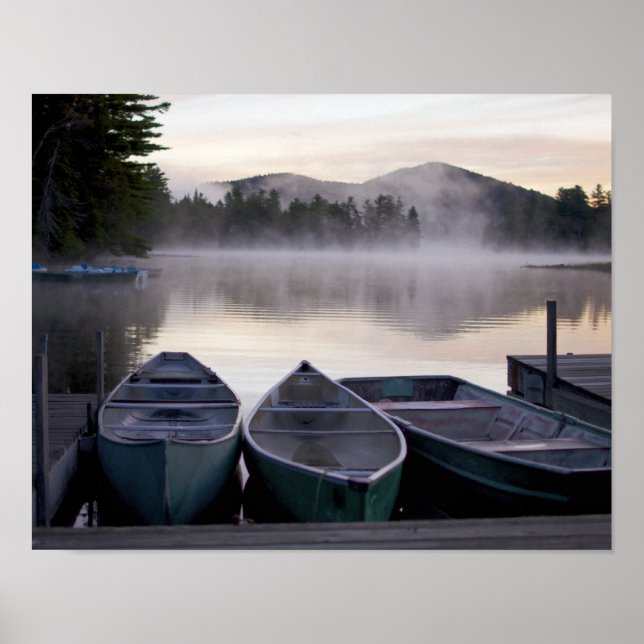 Boats on Lake Placid Poster (Frente)