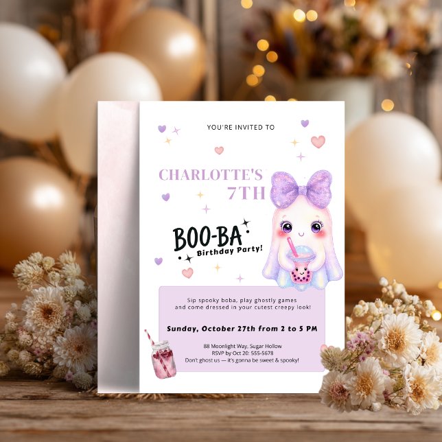 Boba Birthday Invitation | Cute Spooky BOO-BA Part (Criador carregado)