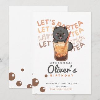 Boba Tea Chow Chow Cog Convite Aniversário