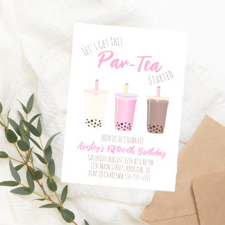 Boba Tea Convite de aniversário Milk Tea Invite