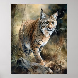 Bobcat Woodland Animal Art Impressão Poster
