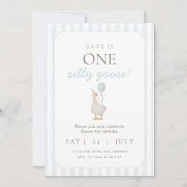 Bobo Azul Ganso Primeiro Convite Aniversário