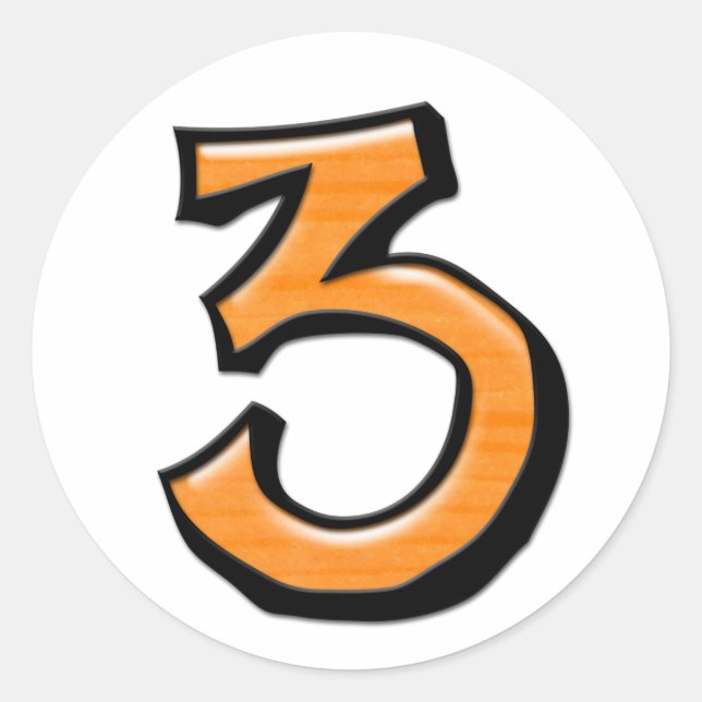 Bobo Número 3 - Adesivo cor de laranja branca (Frente)