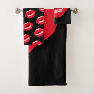 boca vermelha de beijo marca de batom toalha set
