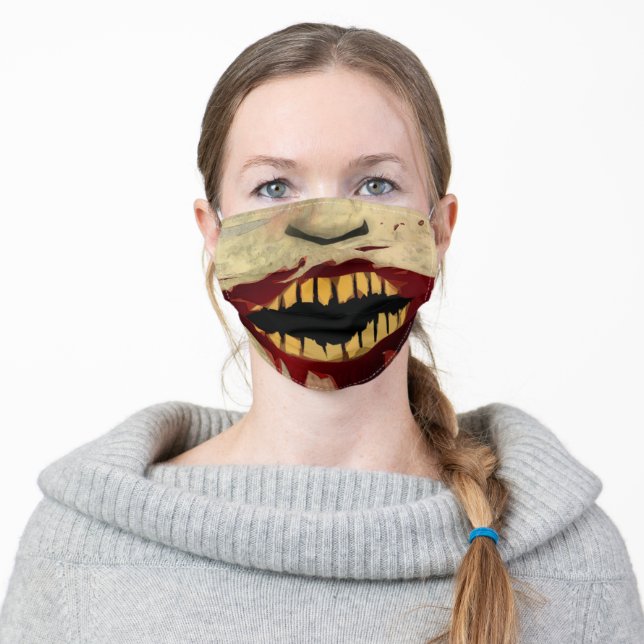 Cara Assustadora Com Dentes Grandes Boca Zumbi Para Halloween Como